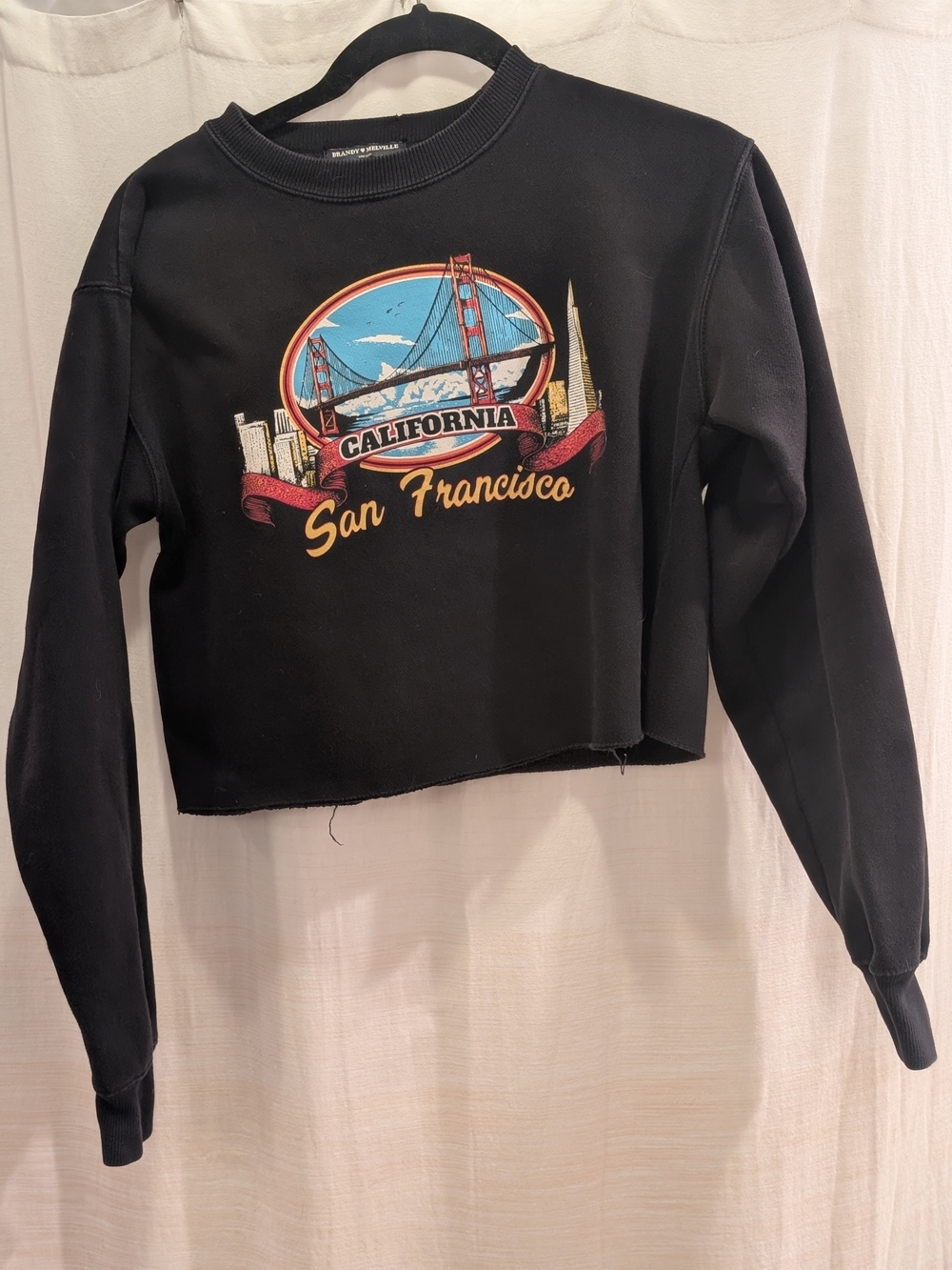 Brandy Melville Black Cropped San Francisco Graphic Sweatshirt